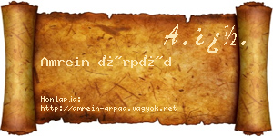 Amrein Árpád névjegykártya